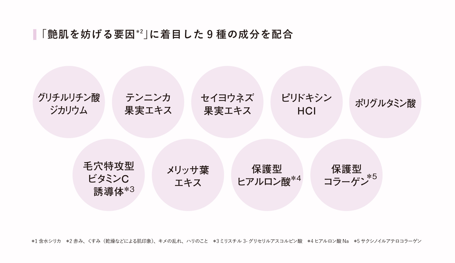「艶肌を妨げる要因」に着目した9種の成分を配合